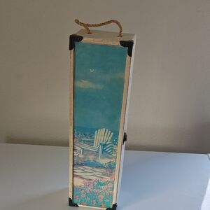 Vintage Beach Scene Decorative Wine Box - Turquoise & Cream